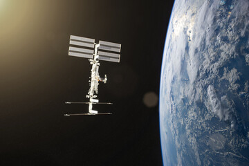 Wall Mural - blue planet earth. spacecraft launch into space. elements of this image furnished by nasa.