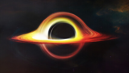 Wall Mural - black hole absorbing light in deep space. realistic science fiction art. elements of this image furn