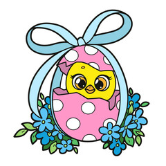 Poster - Easter painted egg that hatches into a cute chick color variation isolated on white background. Image produced without the use of any form of AI software at any stage