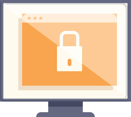 Poster - Lock screen online icon cartoon vector. Safety lesson. Software access