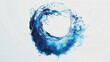 Rounded splash of blue water isolated on white background.