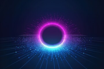 background of circular array of dots and lines on dark background
