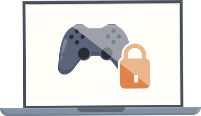 Smart game lock icon cartoon vector. Online care child. Safety lock web