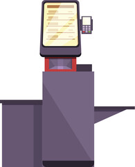 Poster - Banking device icon cartoon vector. Automated machine control. Self service
