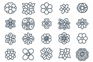 Aufkleber - Flower icon set. Editable  pictograms isolated on a white background. Trendy outline icons for web design and mobile apps.