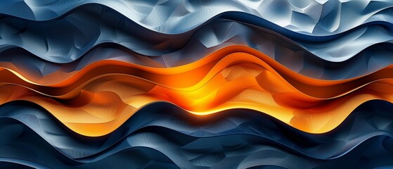 Aufkleber - This is a 3D modern wave curve abstract presentation background. Luxury paper cut background. Abstract decoration. Golden pattern with halftone gradients. 3D  illustration. Dark blue background.