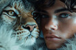 © ADDICTIVE STOCK - Intimate encounter between human and lynx gaze Generative AI image
