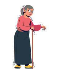 Poster - parkinson old woman with cane