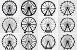 Fototapeta  - Set of silhouettes Ferris Wheel. Ferris wheel Vector illustration.
