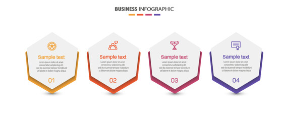 Wall Mural - business infographic design template with 4 options, steps or processes