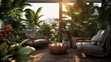  Cozy outdoor roof terrace and potted plants