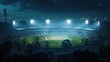 Nighttime Tranquility: Empty Football Field under the Lights