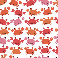 Wall Mural - Seamless pattern with cute cartoon crabs