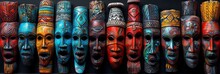 Colorful Pattern Of Traditional African Masks And Art, Background Image, Background For Banner