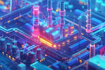 Aufkleber - Industry 4.0 concept. Communication network. Factory automation.