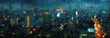 Dazzling bokeh from raindrops on a window with city lights in the background blending melancholy and beauty