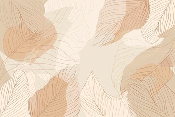 Aufkleber -  line art background design of a botanical leaf in minimalist linear style. Beautiful design for fabrics, prints, covers, banners, decorations, and wallpaper.