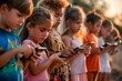 © bluebeat76 - A line of children focused on their smartphones