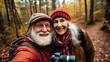 © Nick Alias - Happy Elderly Photographer Couple Taking Selfie in Forest