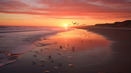 Wall Mural - Walking along the sandy shores of a secluded beach