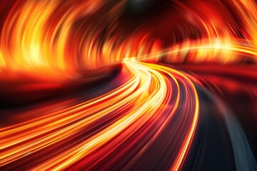 Poster - Abstract neon light lines creating sense of futuristic speed dynamic and modern background illustration with bright glowing effects showcasing fast movement and energy of technology