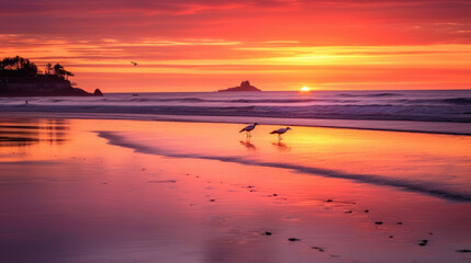 Wall Mural - Walking along the sandy shores of a secluded beach