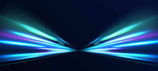 Wall Mural - Neon rays vector abstract background. Futuristic technological style. Abstract background with speed lines. Vector illustration. Futuristic. The light lines of the road are blue png