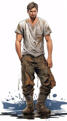 Wall Mural - a man with dirty clothes