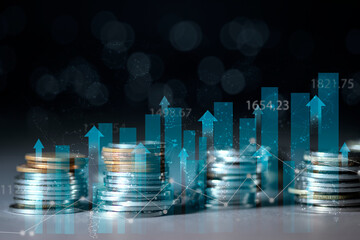 Wall Mural - financial growth graph with coins