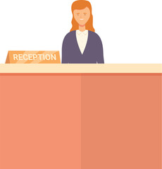 Poster - Desk clerk support icon cartoon vector. Online call phone. Welcome front