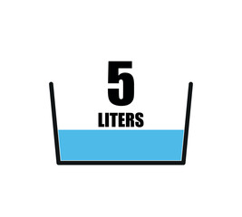 Wall Mural - 5 liters icon. Liquid measure vector design in liters isolated on white background