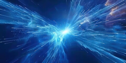 Poster - Explosive light burst illustration as dynamic background vivid of glowing energy and abstract space sense of power speed and futuristic design ideal for graphics related to technology science