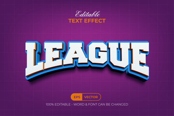 Poster - league 3d text effect curved style. editable text effect.