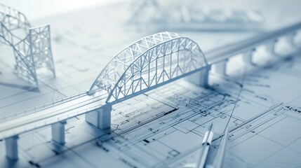 Poster - vision of architecture of a 3d model bridge project