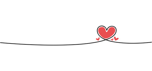 Heart linear drawing. Continuous line heart vector. Elegant and simple ribbon.
