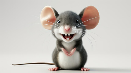 Poster - 3d animation character mouse smiling isolated on white background