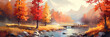 Autumn landscape. Panoramic view. Digital art.
