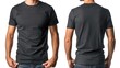 Maqueta de camiseta de hombre color negra. Vistas frontal y posterior. Generado por IA.