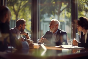 Engaged Business Professionals with Tablet in a Cozy Cafe Meeting