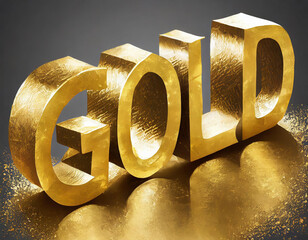 The word gold in golden letters