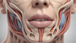 Human face anatomy. Detailed male facial muscles for medical education
