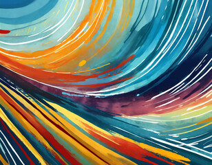 Sticker - colorful background with brush strokes and lines drawn by hand