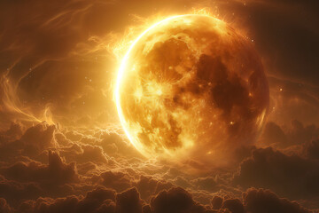 unknown lifeless planet. fantastic illustration.