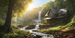 rural views with beautiful waterfalls and charming natural atmosphere
