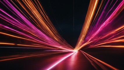 Wall Mural - speed motion blur background _A black background with multicolored light trails and sparks 