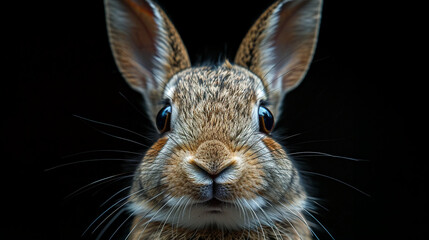 Wall Mural - close up wildlife photography, authentic photo of a cute bunny or rabbit in natural habitat, taken with telephoto lenses, for relaxing animal wallpaper and more