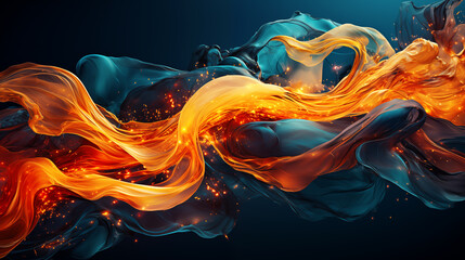 Wall Mural - Striking explosion of vivid colors in motion, resembling a dynamic, abstract floral form.