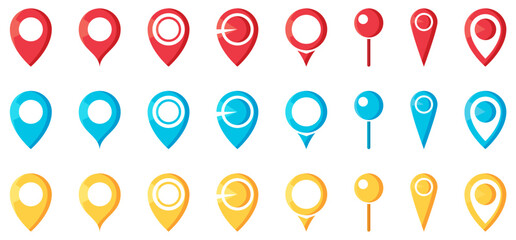 Poster - map pin, location pointers, vector set