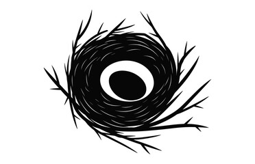 Wall Mural - Bird Nest vector black Silhouette isolated on a white background