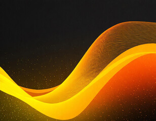 Yellow orange glowing abstract color gradient wave shape on black grainy background copy space minimal banner header cover poster design